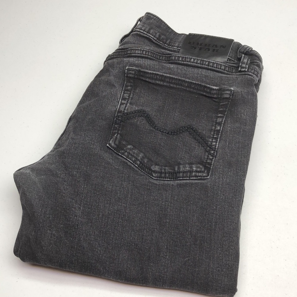 MENS URBAN STAR BLACKWASH STRAIGHT LEG JEANS 40x33 ⭐️